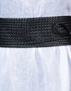 Shopika Curea lata petrecuta neagra din impletitura de piele ecologica