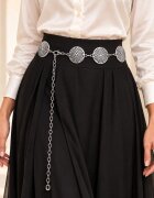 Shopika Curea metalica cu medalioane rotunde cu model flotal stilizat argintie