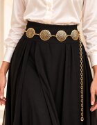 Shopika Curea metalica cu medalioane rotunde cu model flotal stilizat aurie