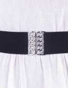 Shopika Curea neagra de 6 cm din material elastic cu catarama argintie