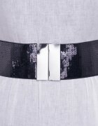 Shopika Curea neagra lata de 7.5 cm din material elastic acoperita complet cu paiete negre