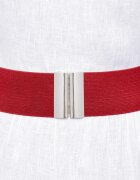 Shopika Curea rosie 6 cm latime din material elastic cu catarama argintie