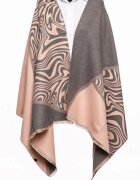 Shopika Esarfa cashmere animal print gri si roz prafuit