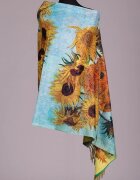 Shopika Esarfa cashmere cu doua fete imprimata cu model inspirat dupa Floarea Soarelui de Van Gogh