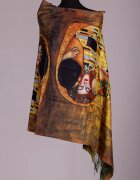 Shopika Esarfa cashmere cu doua fete imprimata cu model inspirat dupa Sarutul lui Klimt