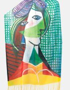 Shopika Esarfa cashmere cu fir de lurex doua fete imprimata cu model inspirat suprarealistdupa Picasso