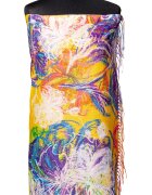 Shopika Esarfa cashmere cu fir din lurex flori stilizate pe fond galben