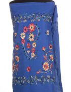Shopika Esarfa cashmere cu model floral brodat pe fond albastru