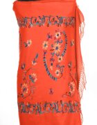 Shopika Esarfa cashmere cu model floral brodat pe fond corai