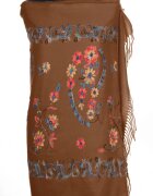 Shopika Esarfa cashmere cu model floral brodat pe fond maro