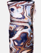 Shopika Esarfa cashmere cu model fluid art in nuante de bleumarin gri si caramiziu