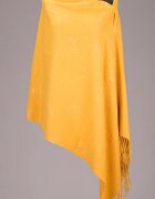 Shopika Esarfa cashmere dreptunghiulara mustar cu modele embosate