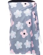 Shopika Esarfa casmir cu flori roz si bleu pe fond gri deschis