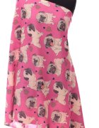 Shopika Esarfa casmir cu imprimeu catei pug pe fond fucsia