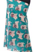 Shopika Esarfa casmir cu imprimeu catei pug pe fond verde
