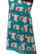 Shopika Esarfa casmir cu imprimeu catei pug pe fond verde smarald