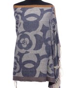 Shopika Esarfa casmir cu imprimeu floral stilizat pe fond bleumarin