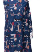 Shopika Esarfa casmir cu imprimeu pisicute si inimioare pe fond bleumarin