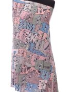 Shopika Esarfa casmir cu pisici vagaboande cu nuante multicolore cu roz
