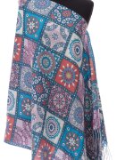 Shopika Esarfa casmir dreptunghiulara cu patrate modele marocane in nuante turcoaz