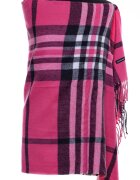 Shopika Esarfa casmir unisex cu carouri pe fond fucsia