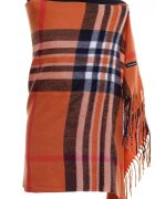 Shopika Esarfa casmir unisex cu carouri pe fond portocaliu