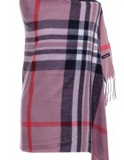 Shopika Esarfa casmir unisex cu carouri pe fond roz prafuit
