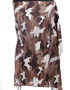 Shopika Esarfa casmir unisex cu imprimeu army pe fond maron
