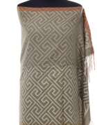 Shopika Esarfa casmir unisex cu imprimeu geometric pe fond verde kaki