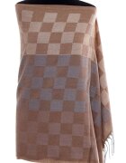 Shopika Esarfa casmir unisex cu imprimeu tabla de sah pe fond bej