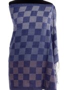 Shopika Esarfa casmir unisex cu imprimeu tabla de sah pe fond bleumarin