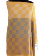 Shopika Esarfa casmir unisex cu imprimeu tabla de sah pe fond galben