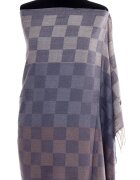 Shopika Esarfa casmir unisex cu imprimeu tabla de sah pe fond gri albastrui