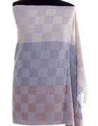 Shopika Esarfa casmir unisex cu imprimeu tabla de sah pe fond gri deschis