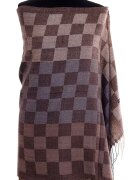 Shopika Esarfa casmir unisex cu imprimeu tabla de sah pe fond maron