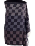 Shopika Esarfa casmir unisex cu imprimeu tabla de sah pe fond negru