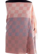 Shopika Esarfa casmir unisex cu imprimeu tabla de sah pe fond roz prafuit