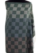 Shopika Esarfa casmir unisex cu imprimeu tabla de sah pe fond verde