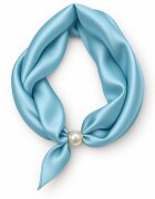 Shopika Esarfa colier satinata cu perla decorativa si inchidere magnetica albastru aqua