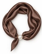 Shopika Esarfa colier satinata cu perla decorativa si inchidere magnetica maro cald