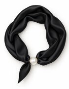 Shopika Esarfa colier satinata cu perla decorativa si inchidere magnetica negru uni