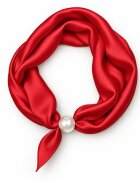 Shopika Esarfa colier satinata cu perla decorativa si inchidere magnetica rosie