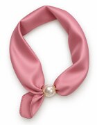 Shopika Esarfa colier satinata cu perla decorativa si inchidere magnetica roz prafuit