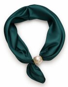 Shopika Esarfa colier satinata cu perla decorativa si inchidere magnetica verde inchis