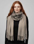 Shopika Eșarfă cu blăniță ecologică pe centru și franjuri decorative bej