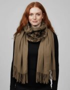 Shopika Eșarfă cu blăniță ecologică pe centru și franjuri decorative camel