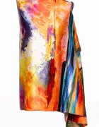 Shopika Esarfa cu doua fete din matase cu imprimeu pictural multicolor