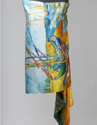 Shopika Esarfa cu doua fete din matase imprimata cu model inspirat dupa Barci pe plaja de Van Gogh