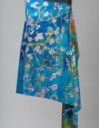 Shopika Esarfa cu doua fete din matase imprimata cu model inspirat dupa Migdal Inflorind de Van Gogh