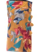 Shopika Esarfa din casmir cu ciucuri din blanita naturala multicolor pe fond mustar